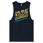 The Best Dad In The Galaxy - Mens Tank Top Tee Navy Drop Arm Tank Top Dad Printed In Australia