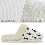 Black Cats Men's Fur Trim Thick-Sole Indoor Slippers Men's Fur Trimmed Slippers animal Printed Offshore