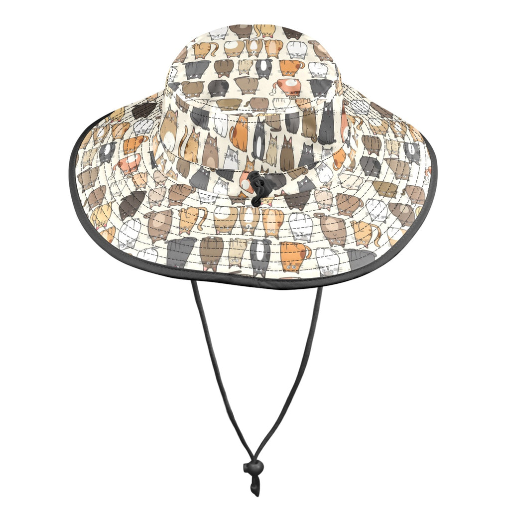 Lots Of Cats Wide Brim Bucket Hat Wide Brim Bucket Hat animal Printed Offshore
