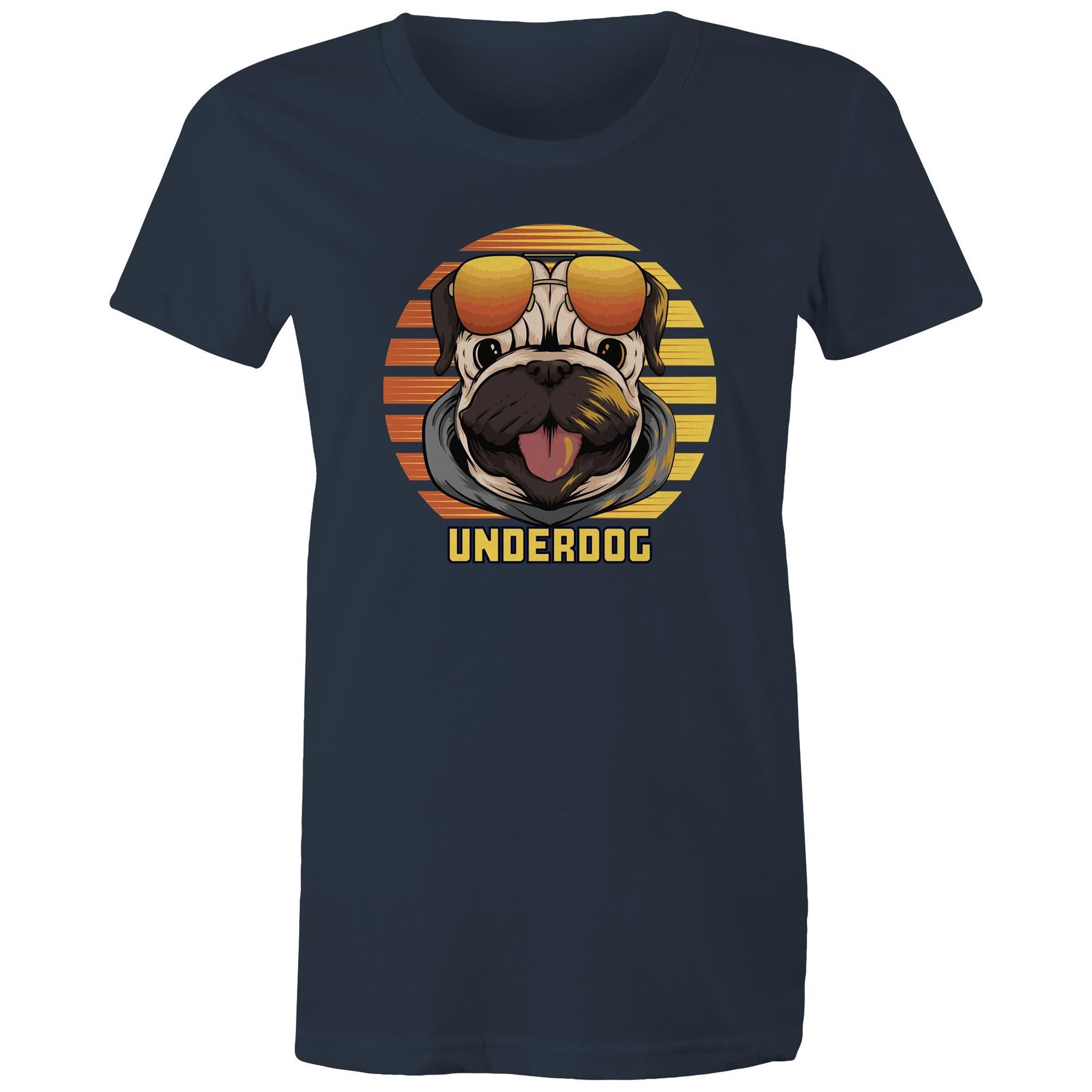 Underdog - Womens T-shirt Navy Womens T-shirt animal Printed In Australia