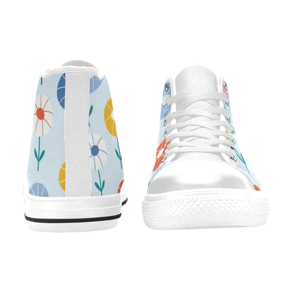 Abstract Cute Flowers Men's High Top Canvas Shoes Men's Classic High Top Canvas Shoes Plants Printed Offshore