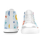 Abstract Cute Flowers Men's High Top Canvas Shoes Men's Classic High Top Canvas Shoes Plants Printed Offshore