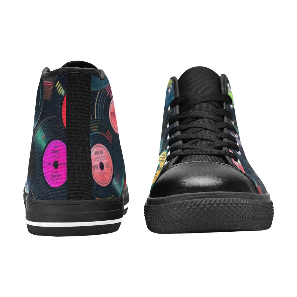 Retro Vinyl Records - Men's High Top Canvas Shoes