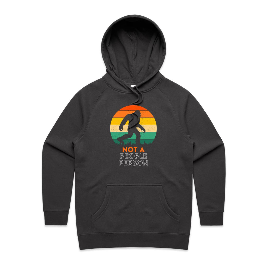 Not A People Person, Yeti, Bigfoot - Womens Hoodie Coal Womens Hoodie Printed In Australia