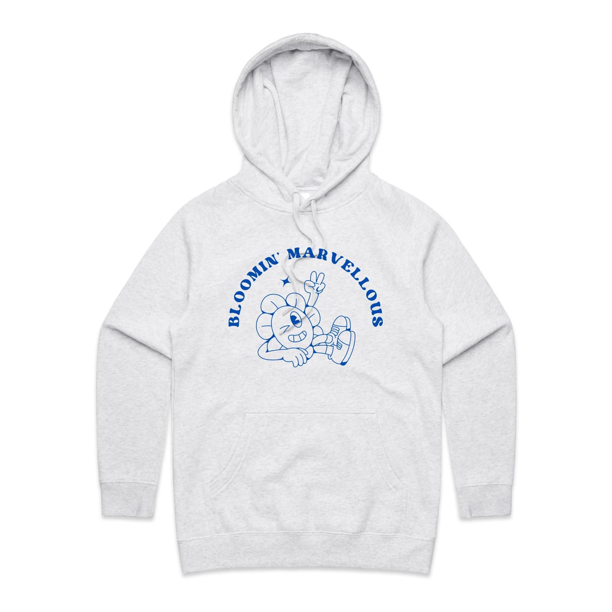 Bloomin' Marvellous - Womens Hoodie White Marle Womens Hoodie Positivity Printed In Australia