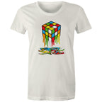 Melting Game Cube - Womens T-shirt Natural Womens T-shirt Games