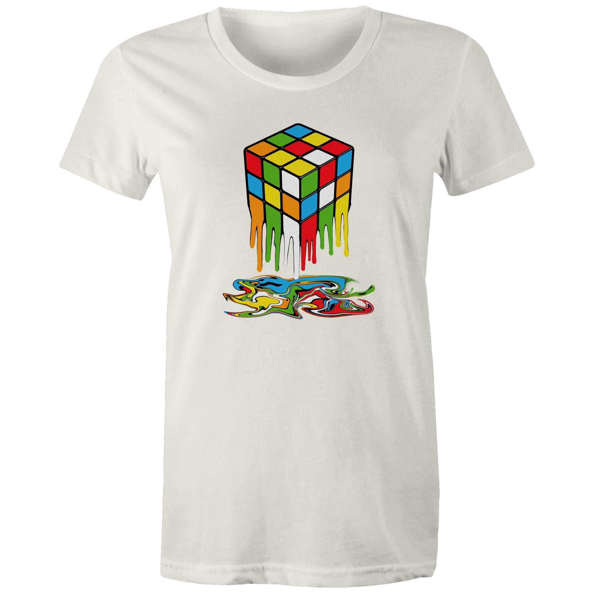 Melting Game Cube - Womens T-shirt Natural Womens T-shirt Games