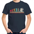 Drummer Evolution - Kids Youth T-Shirt Navy Kids Youth T-shirt Music Printed In Australia
