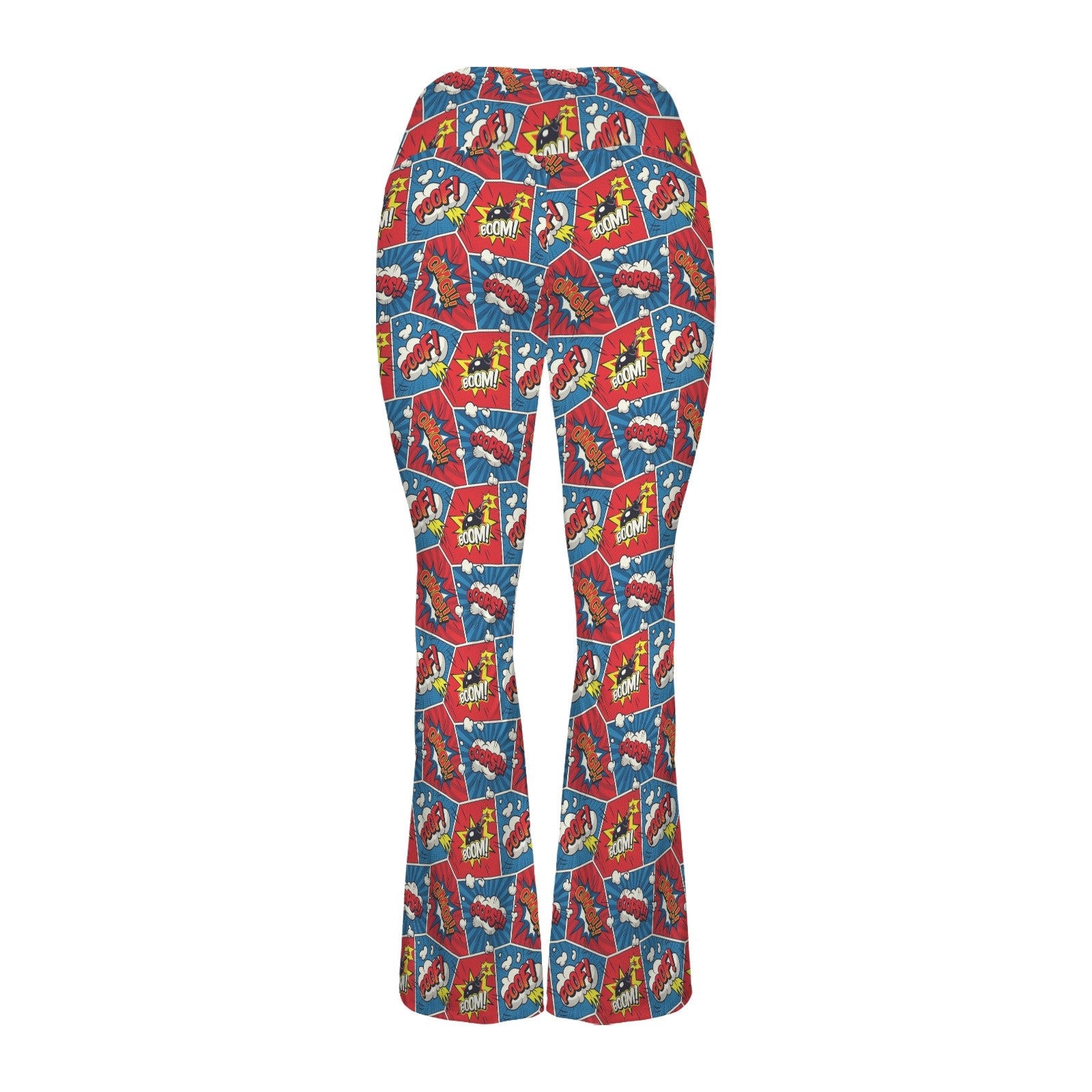 Comic Book Cells High Waist Crossover Tummy Control Flare Leggings High Waist Flare Leggings comic Printed Offshore