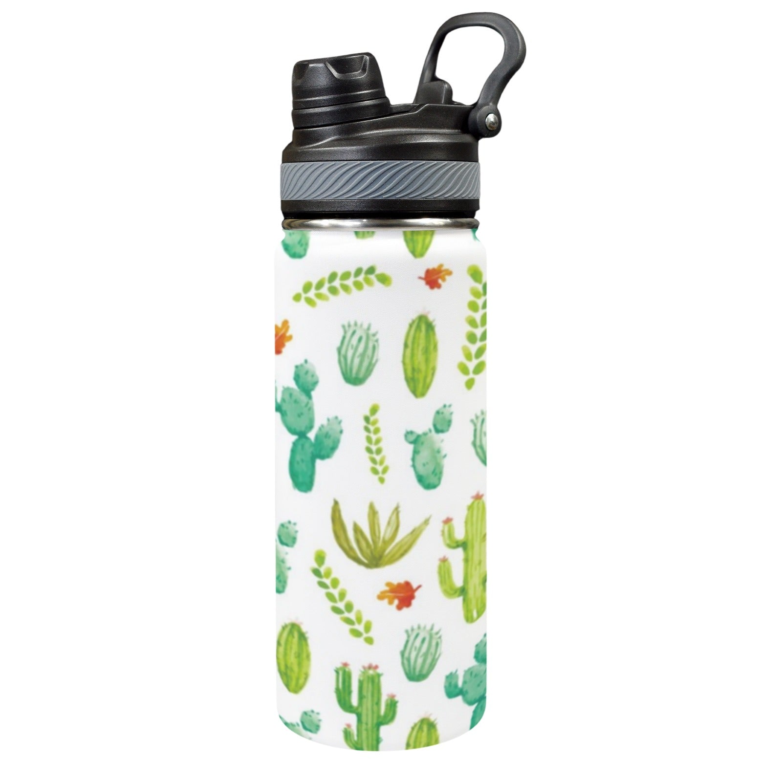 Cactus Plants - Insulated Water Bottle with Dual-Use Lid (18oz) One Size Insulated Water Bottle with Dual-Use Lid (18oz) Plants Printed Offshore