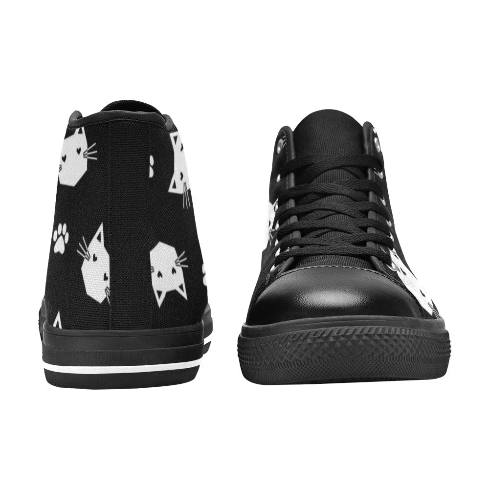 Geometric Cats - Kids High Top Canvas Shoes