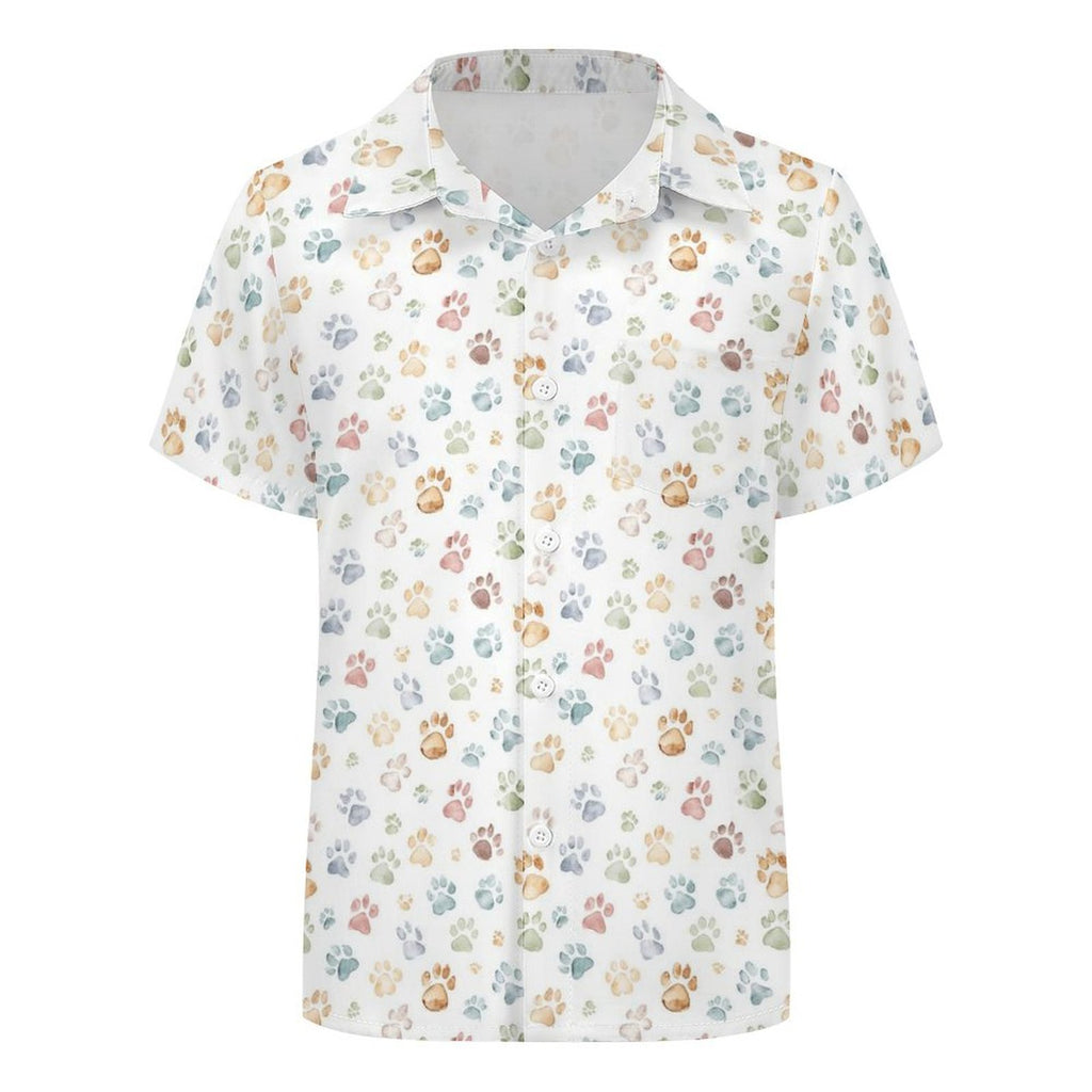 Paw Print Kids Youth Short Sleeve Button Up Shirt