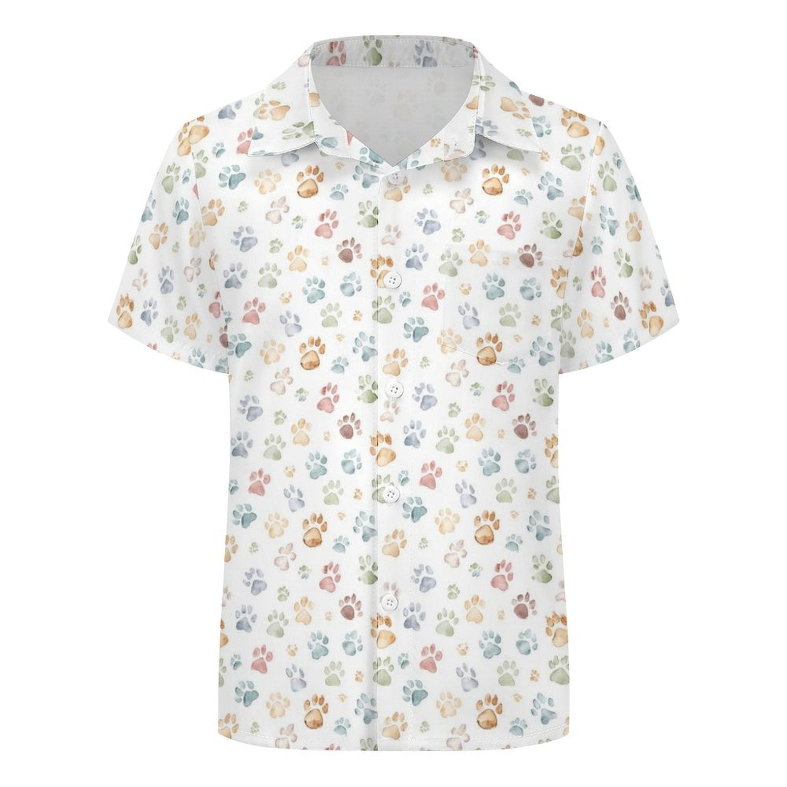 Paw Print Kids Youth Short Sleeve Button Up Shirt