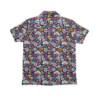 Graphic Flowers On Black Senior Kids Hawaiian Shirt