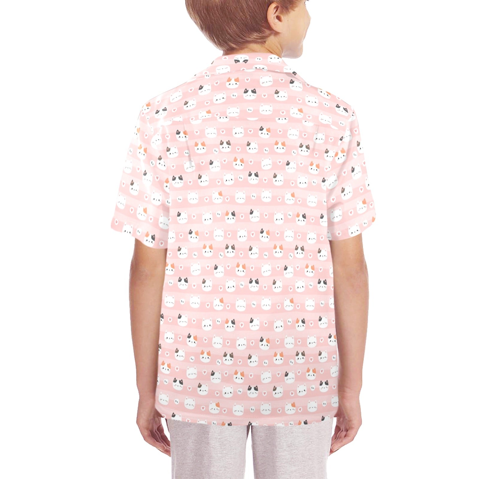 Pink Cats Senior Kids Hawaiian Shirt