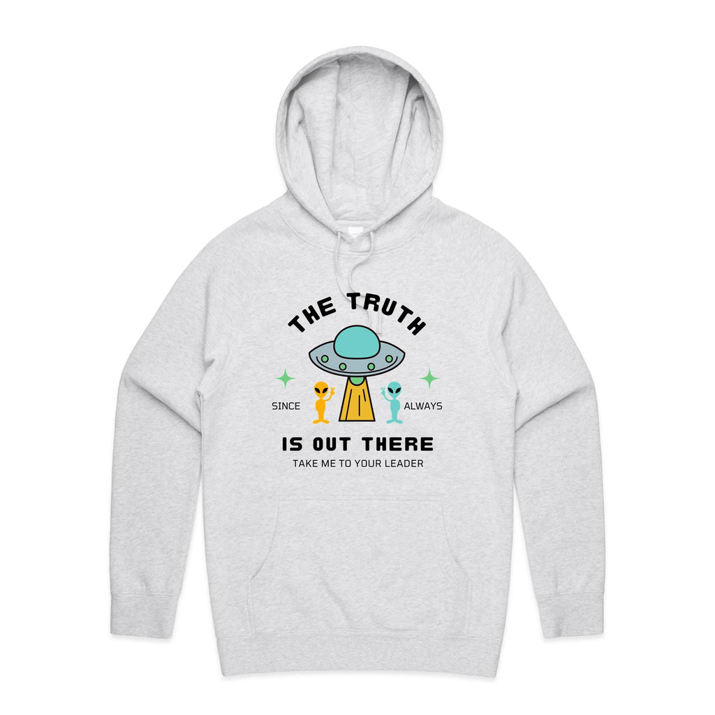The Truth Is Out There, UFO - Mens Hoodie White Marle Mens Hoodie Printed In Australia Sci Fi