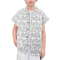 Black And White Creatures Senior Kids Hawaiian Shirt Senior Kids Hawaiian Shirt 8-15 Printed Offshore Sci Fi