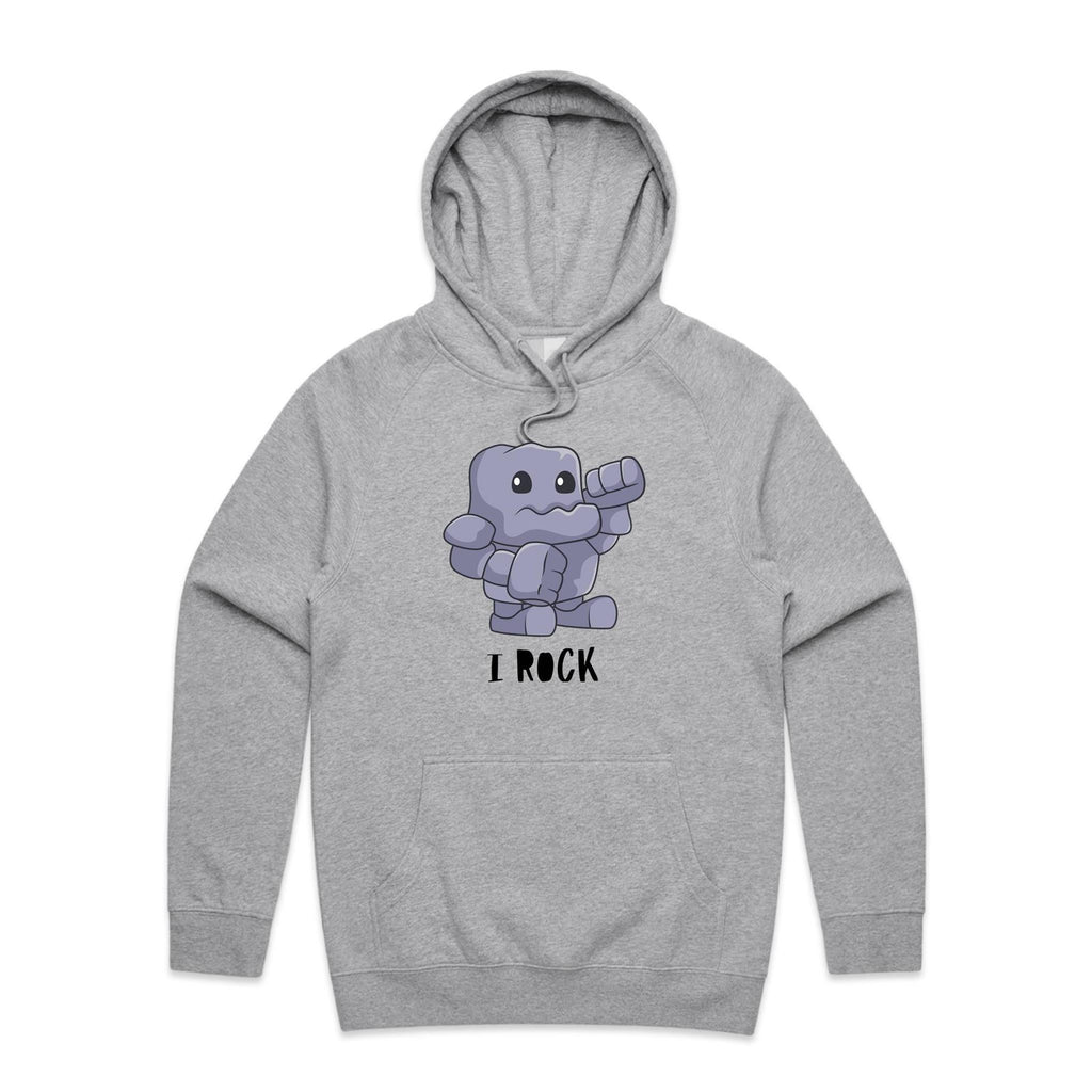 I Rock - Mens Hoodie Grey Marle Mens Hoodie Music Printed In Australia