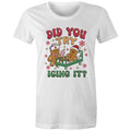 Funny Gingerbread, Did You Try Icing It - Womens T-shirt White Womens Christmas T-shirt Christmas Printed In Australia