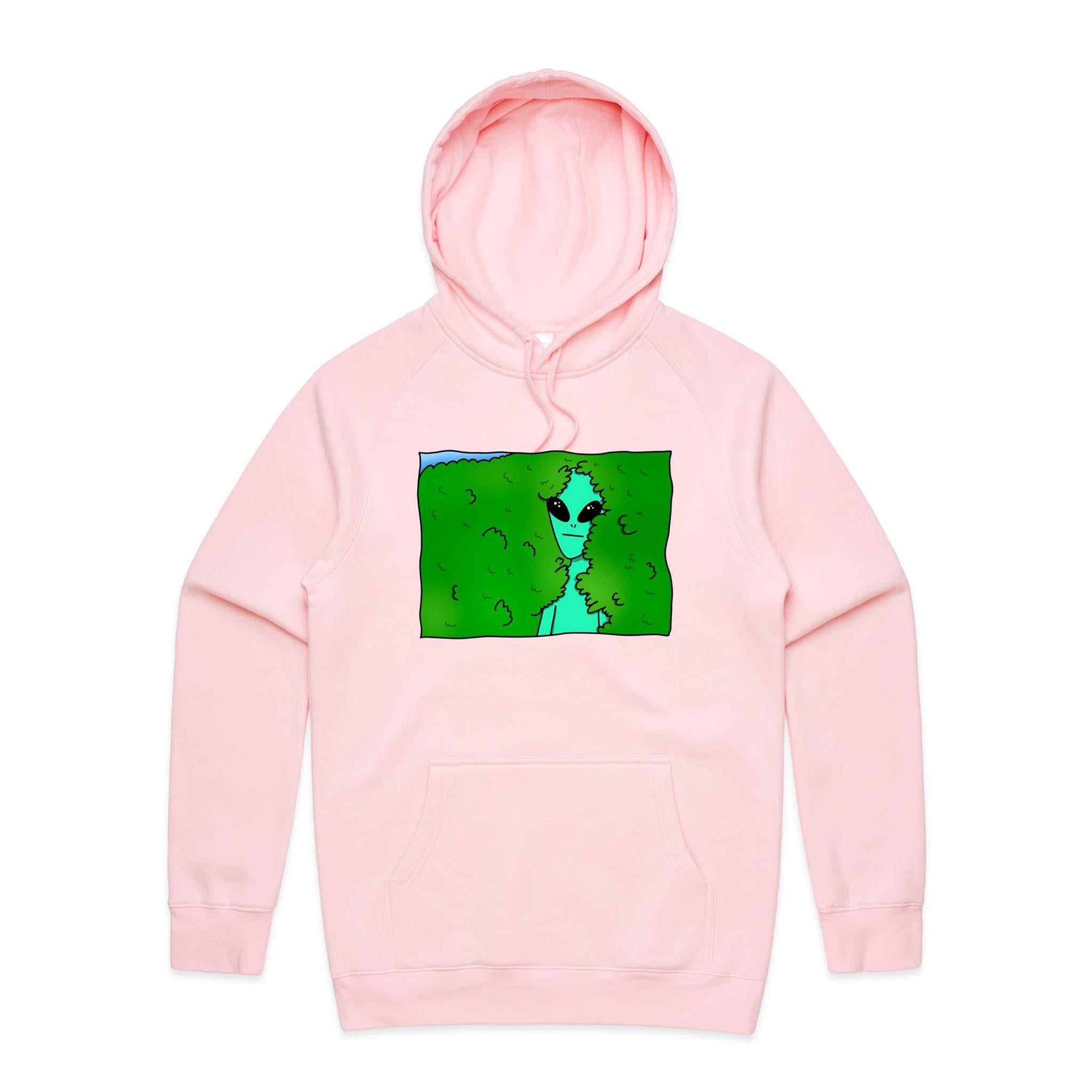 Alien Backing Into Hedge Meme - Mens Hoodie Pink Mens Hoodie Printed In Australia Sci Fi