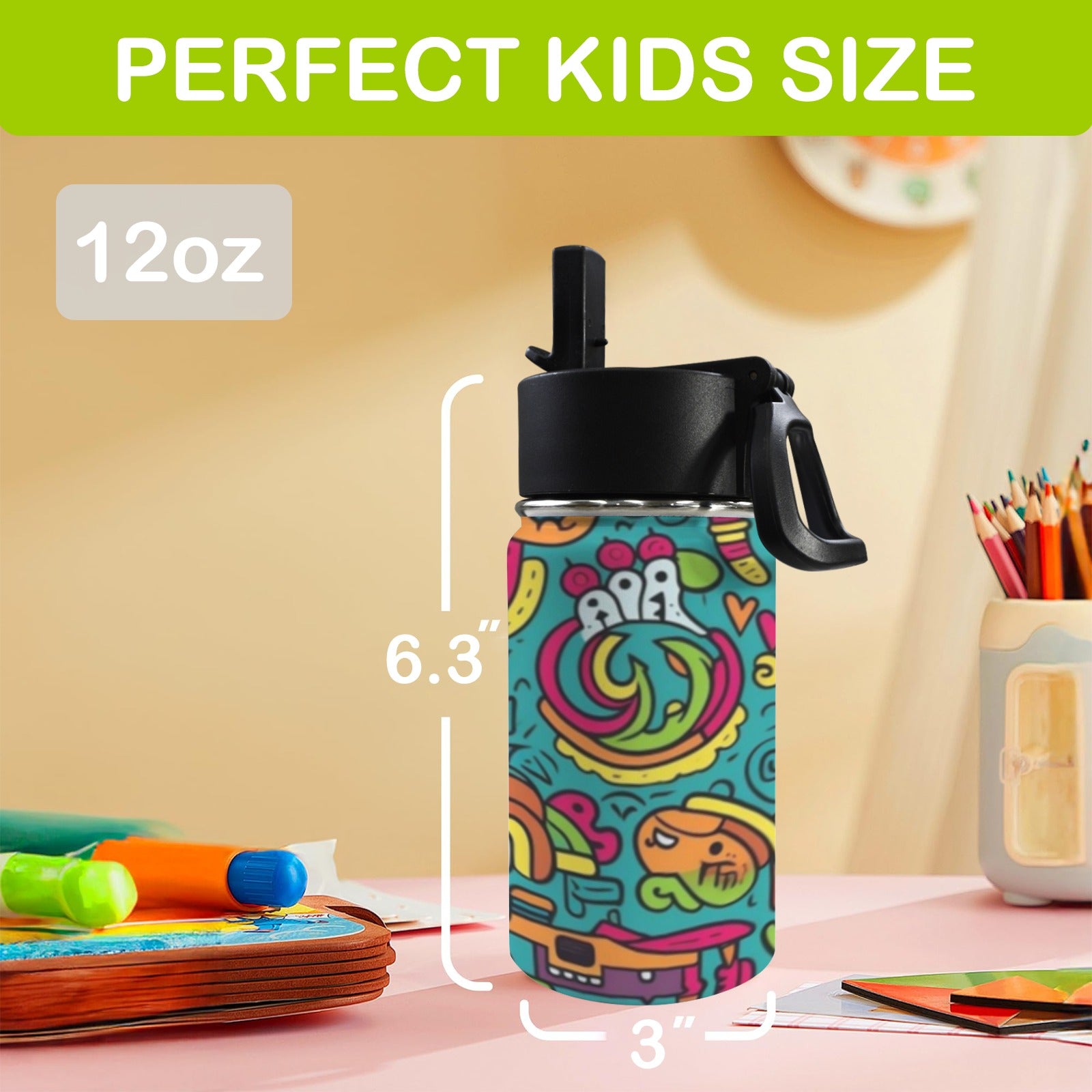 Crazy Characters 12oz Kids Water Bottle with Straw Lid