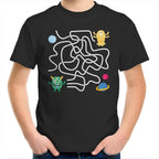 Monster, Find The Right Path - Kids Youth T-Shirt Black Kids Youth T-shirt Printed In Australia Sci Fi