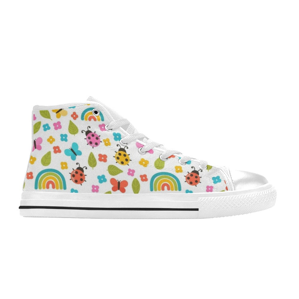 Ladybugs And Rainbows - Kids' High Top Canvas Shoes Kids High Top Canvas Shoes animal Printed Offshore