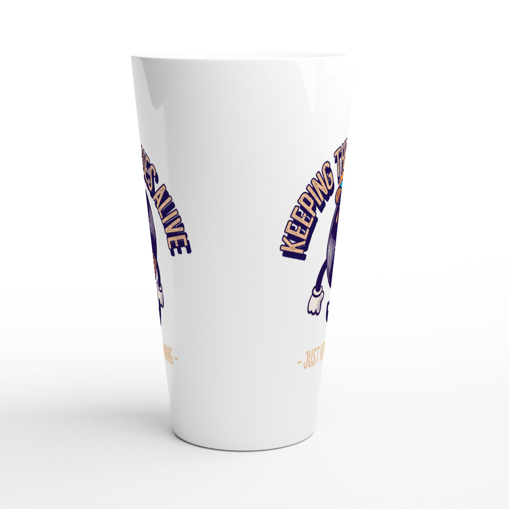Keeping The Blues Alive - White Latte 17oz Ceramic Mug Latte Mug Globally Fulfilled Music