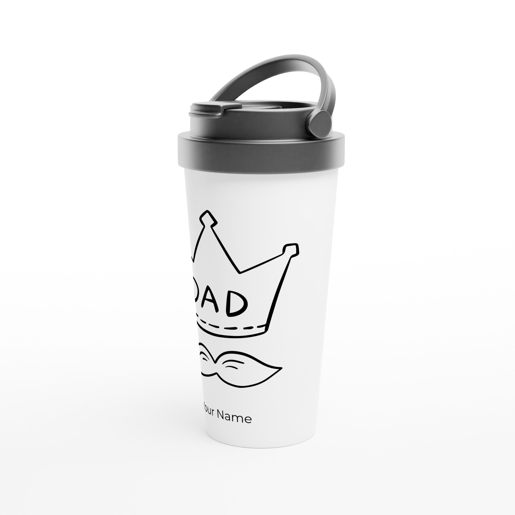 Personalised - Dad - White 15oz Stainless Steel Travel Mug Personalised Travel Mug Dad Globally Fulfilled