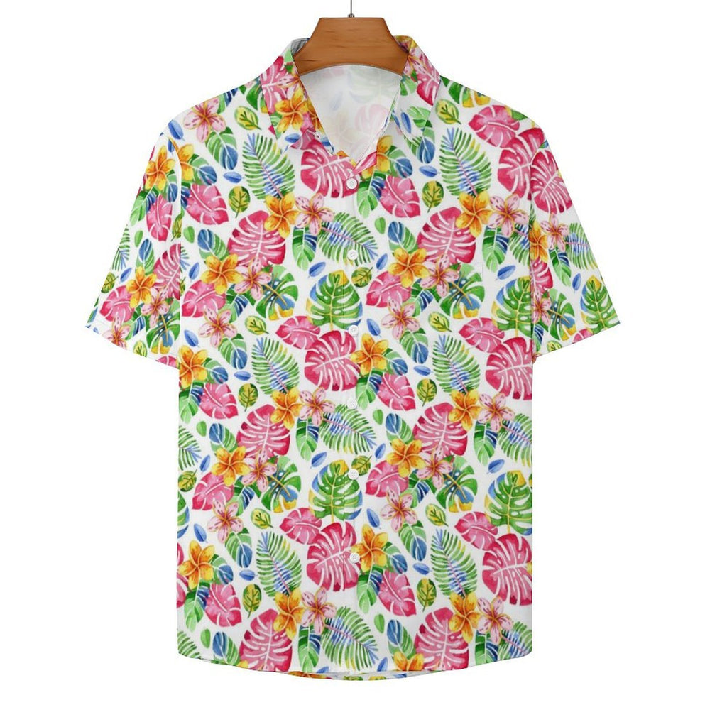 Bright Painted Tropical Women's Short-Sleeve Button Up Shirt