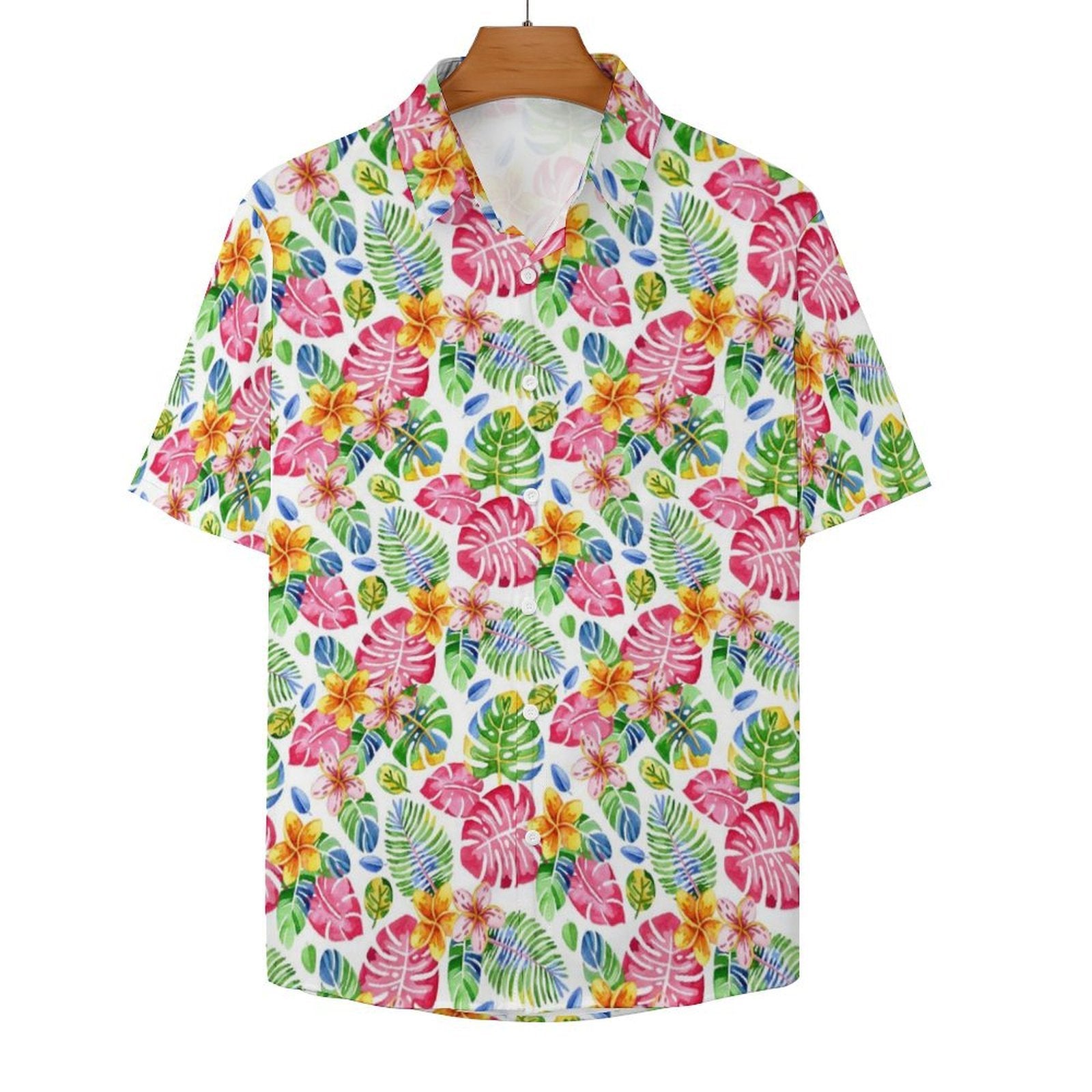 Bright Painted Tropical Women's Short-Sleeve Button Up Shirt