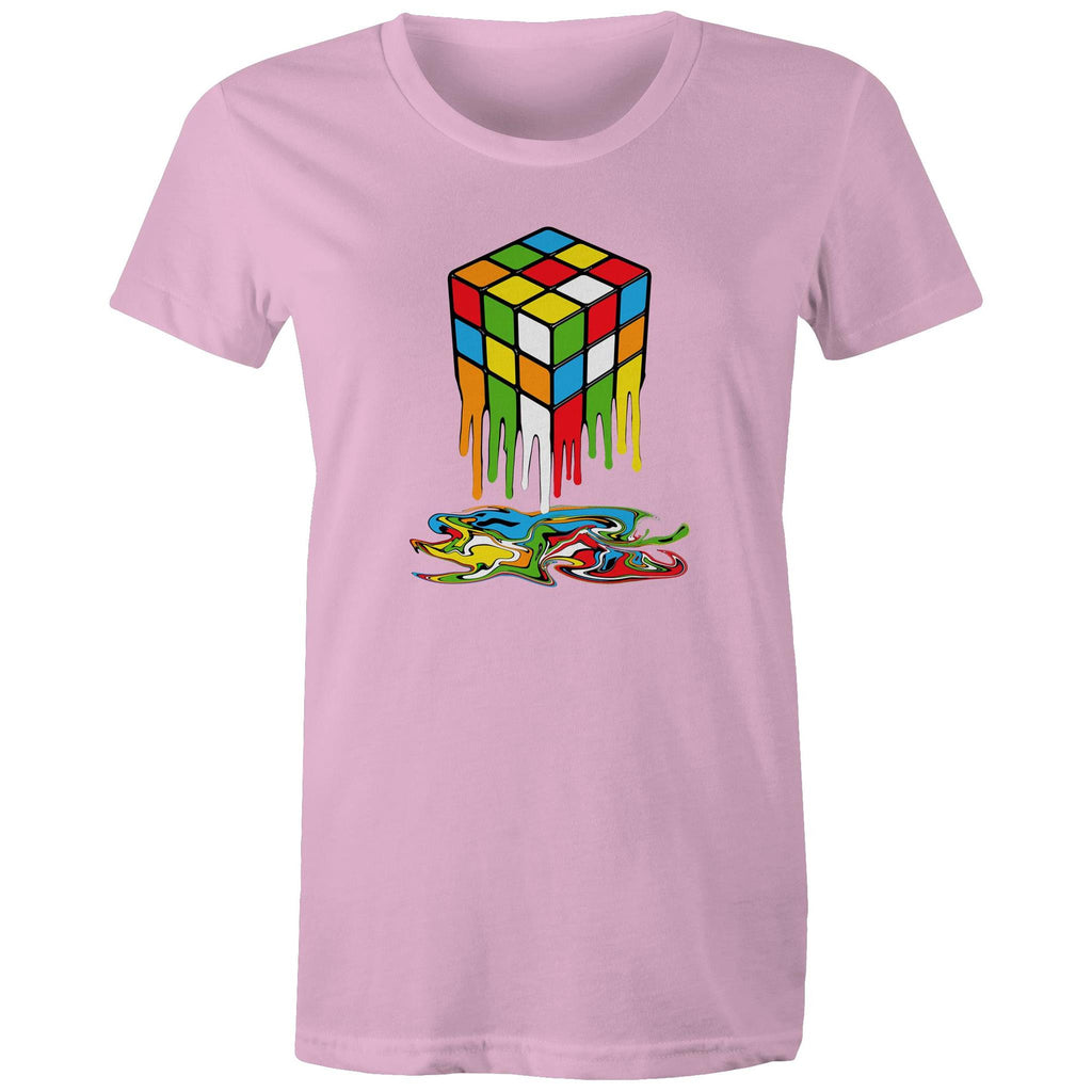 Melting Game Cube - Womens T-shirt Pink Womens T-shirt Games