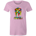 Melting Game Cube - Womens T-shirt Pink Womens T-shirt Games