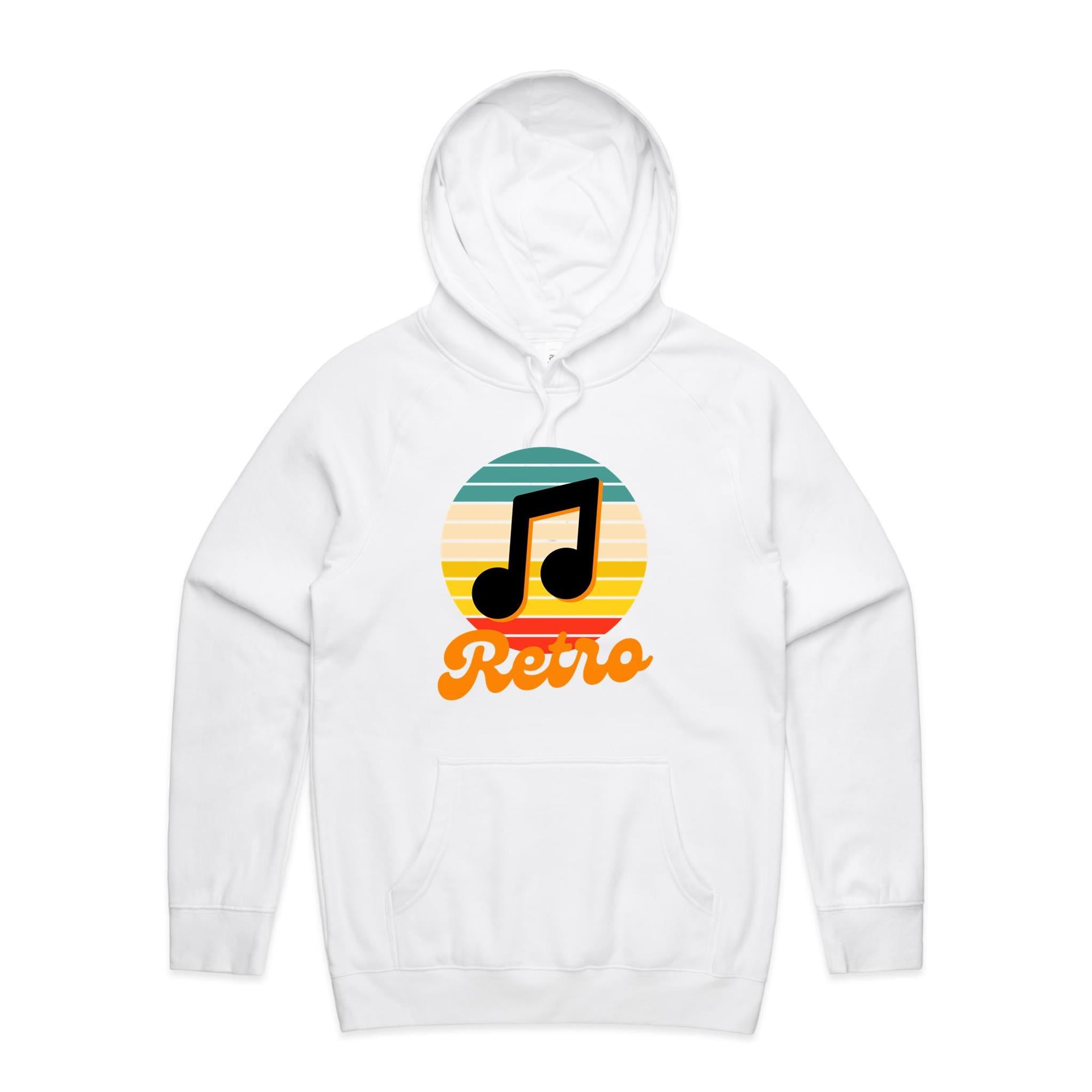Retro Music - Mens Hoodie White Mens Hoodie Music Printed In Australia Retro