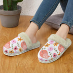 Lovely Birds Women's Fur Trim Thick-Sole Indoor Slippers Women's Fur Trimmed Slippers animal Birds Printed Offshore