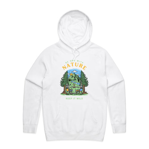 Be One With Nature, Skeleton - Mens Hoodie White Mens Hoodie Printed In Australia