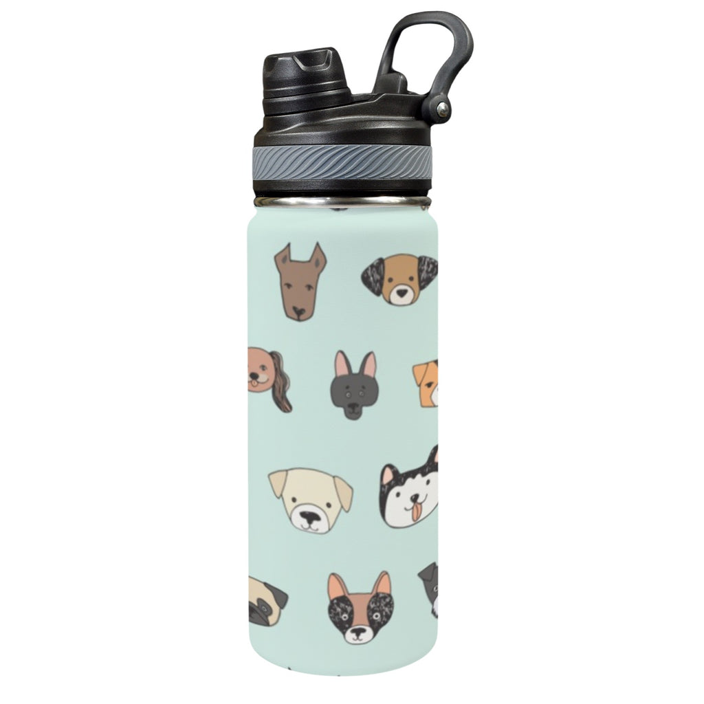 Dog Faces - Insulated Water Bottle with Dual-Use Lid (18oz) One Size Insulated Water Bottle with Dual-Use Lid (18oz) animal Printed Offshore