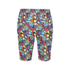 Sticker Music Women's Bike Shorts With Side Pockets Women's Bike Shorts Music Printed Offshore