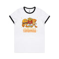 The Diet Starts Tomorrow, Hamburger, Fries, Pizza Women's AS Colour Ringer Tee White Black Womens Ringer T-shirt Food Printed In Australia