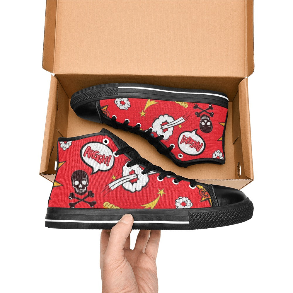 Comic Book Red - Men's High Top Canvas Shoes