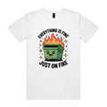Skip Bin, Dumpster Fire Men's AS Colour T-shirt White Mens T-shirt Printed In Australia
