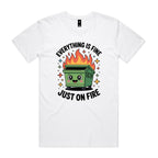 Skip Bin, Dumpster Fire Men's AS Colour T-shirt White Mens T-shirt Printed In Australia