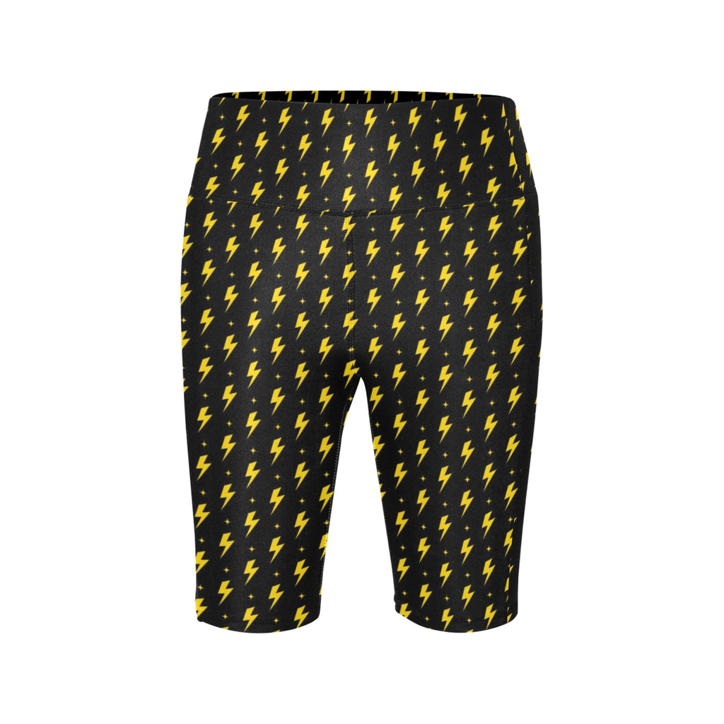 Yellow Lightning Women's Bike Shorts With Side Pockets Women's Bike Shorts comic Printed Offshore