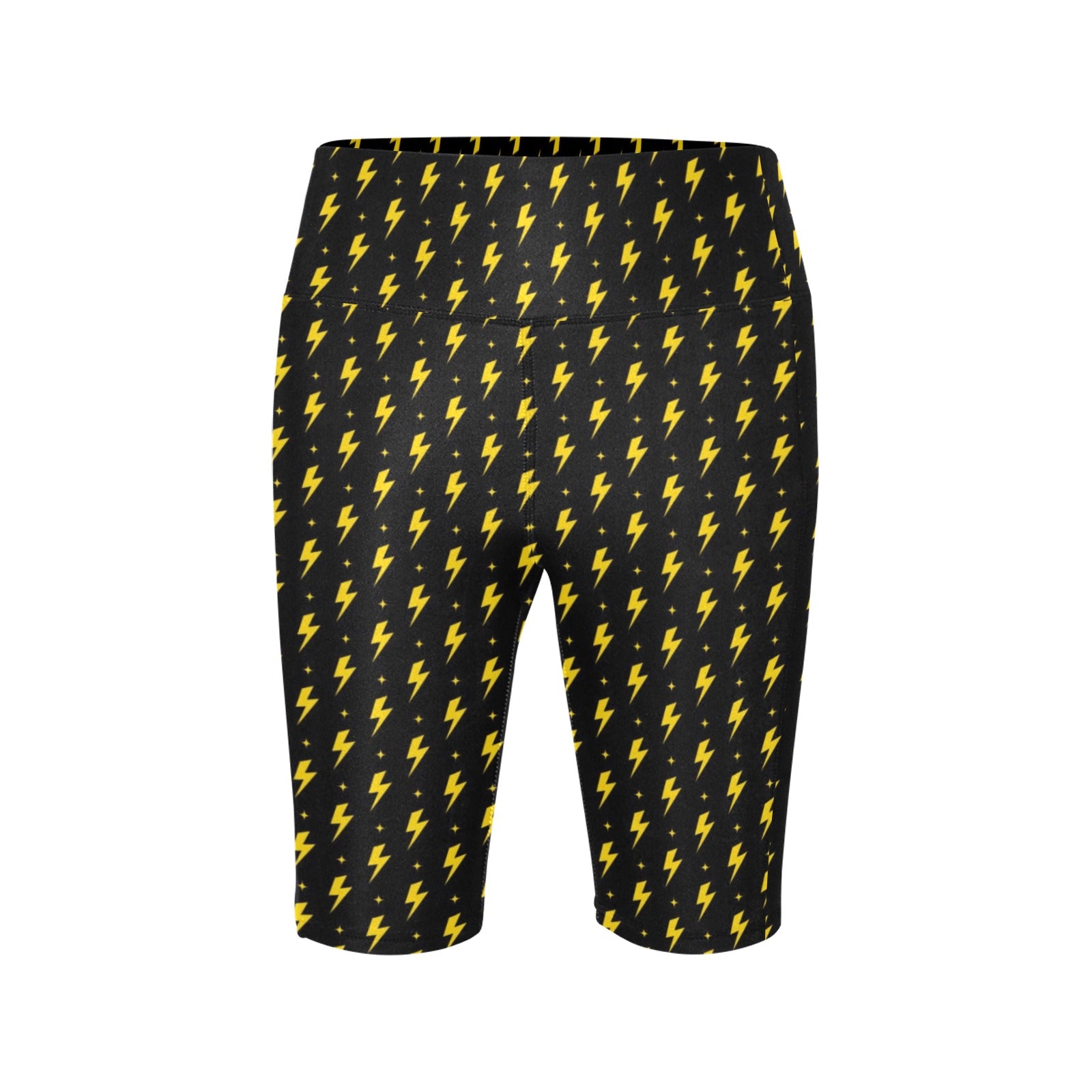 Yellow Lightning Women's Bike Shorts With Side Pockets Women's Bike Shorts comic Printed Offshore