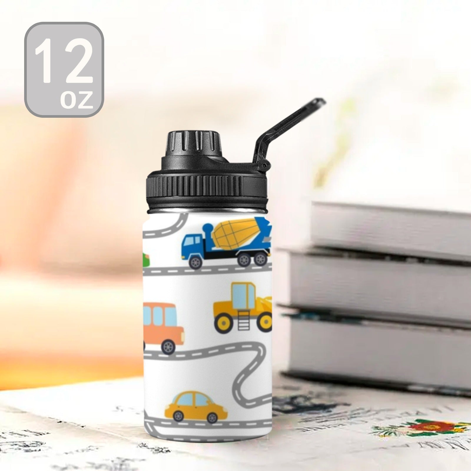 On The Road - Kids Water Bottle with Chug Lid (12 oz) Kids Water Bottle with Chug Lid Printed Offshore