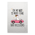 On My Way To Make Some Bad Decisions AS Colour Tea Towel White One Size Tea Towel animal Printed In Australia