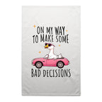 On My Way To Make Some Bad Decisions - AS Colour Tea Towel White One Size Tea Towel animal Printed In Australia