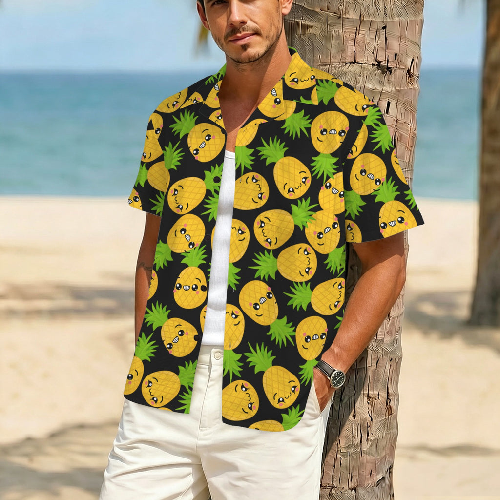 Cool Pineapples Men's Crinkle Hawaiian Shirt