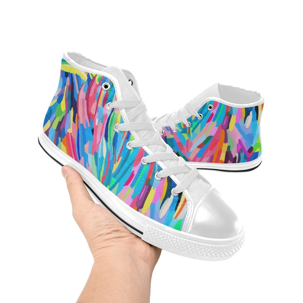 Brushstrokes - Kids High Top Canvas Shoes