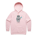 Cranky Cat, Not Before My Coffee - Womens Hoodie Pink Womens Hoodie animal Coffee Printed In Australia
